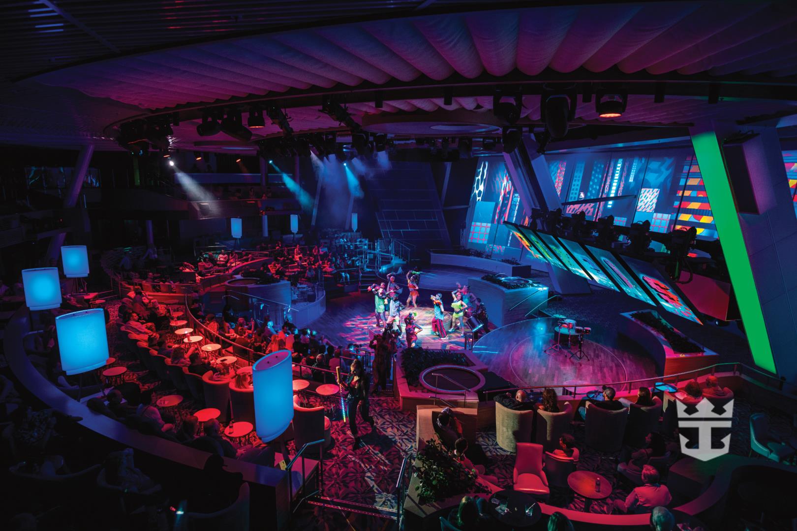 View of performers and lighted stage during an onboard Two70 Show - Photo Credit: Jason Lisiewski